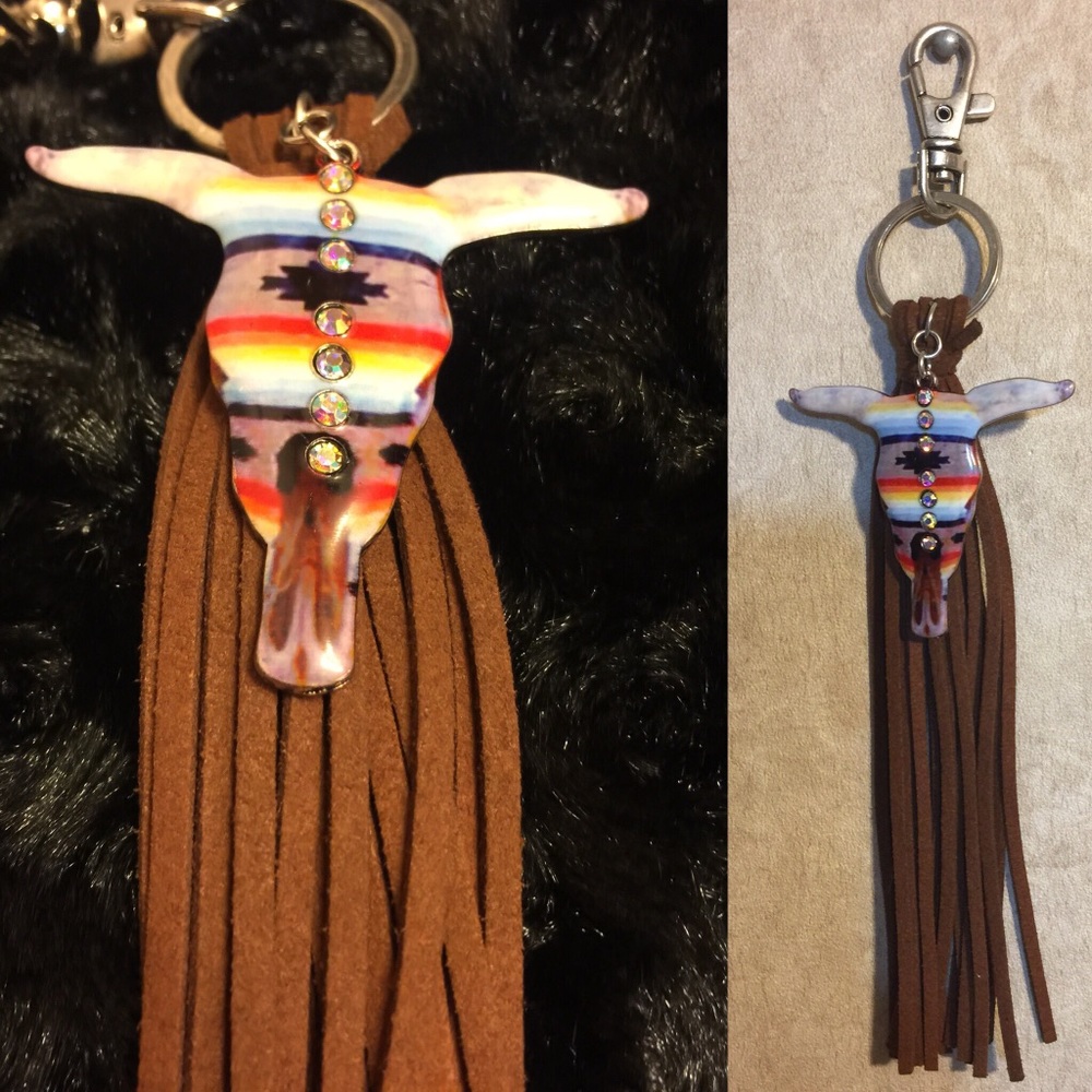 Southwestern Steer key chain